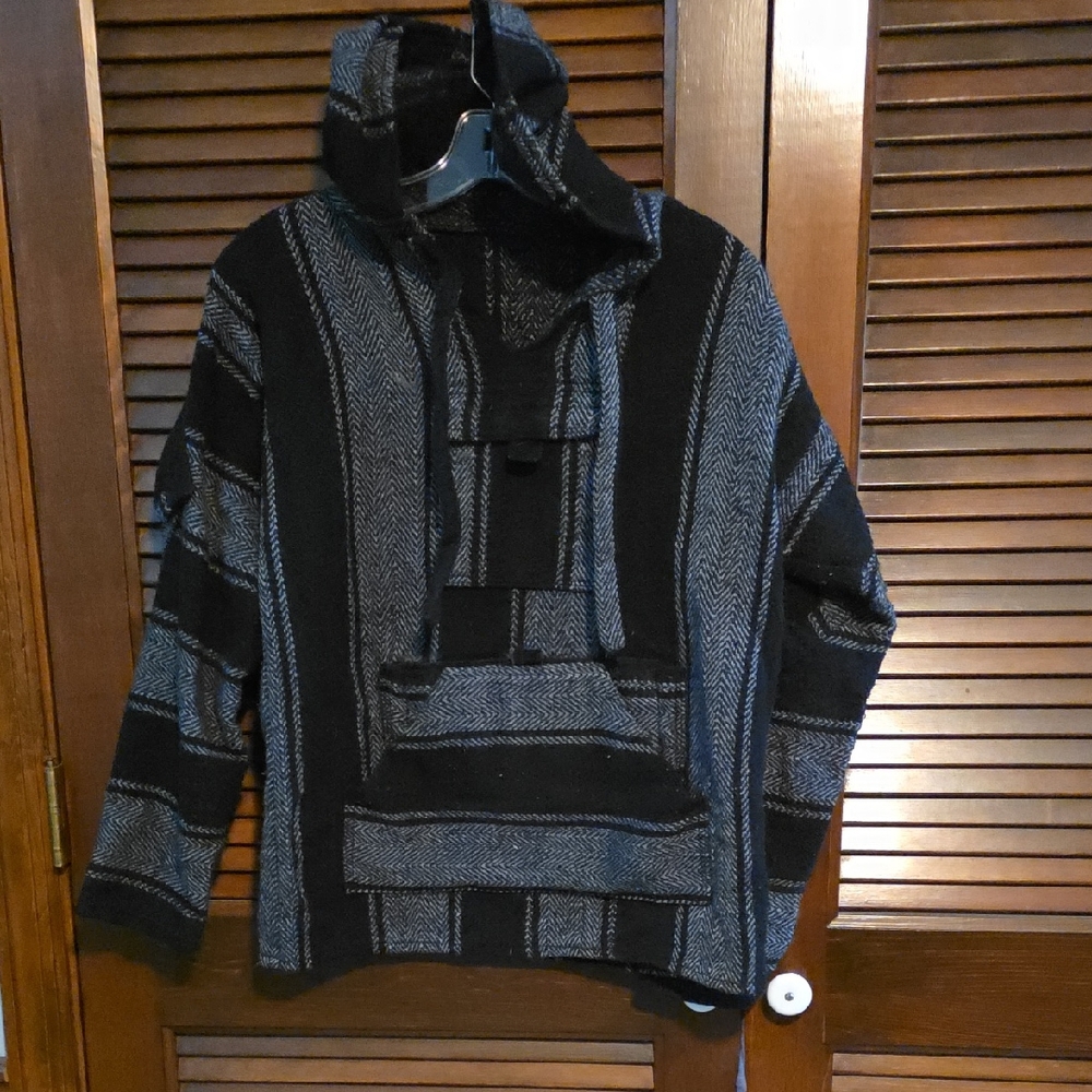 Black and Gray Striped Hoodie